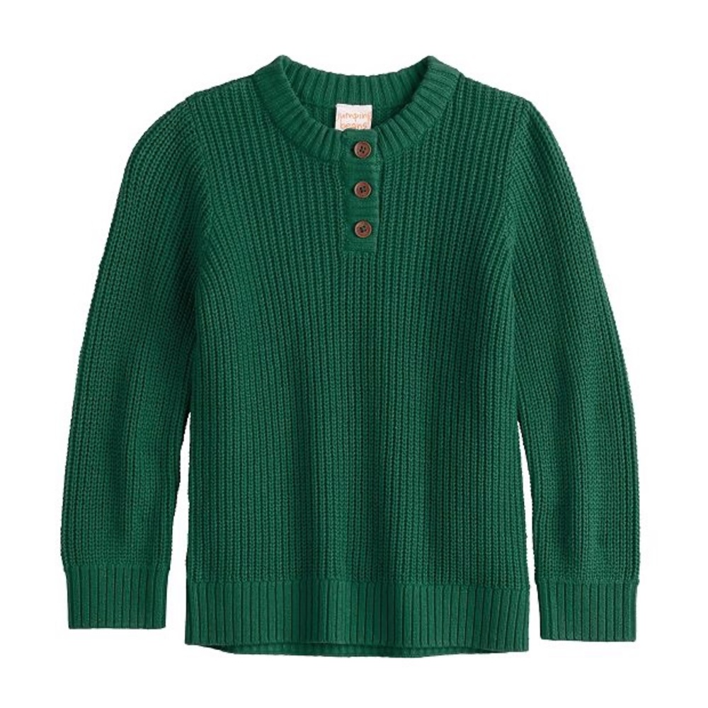 Jumping Beans Green Crew Neck Sweater Ribbed Knit kids size 5